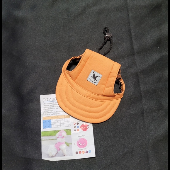 Cute NEW Tailup Orange Dog or Cat Cap~Hat~Medium~Adjustable Tie Hat - Picture 1 of 5